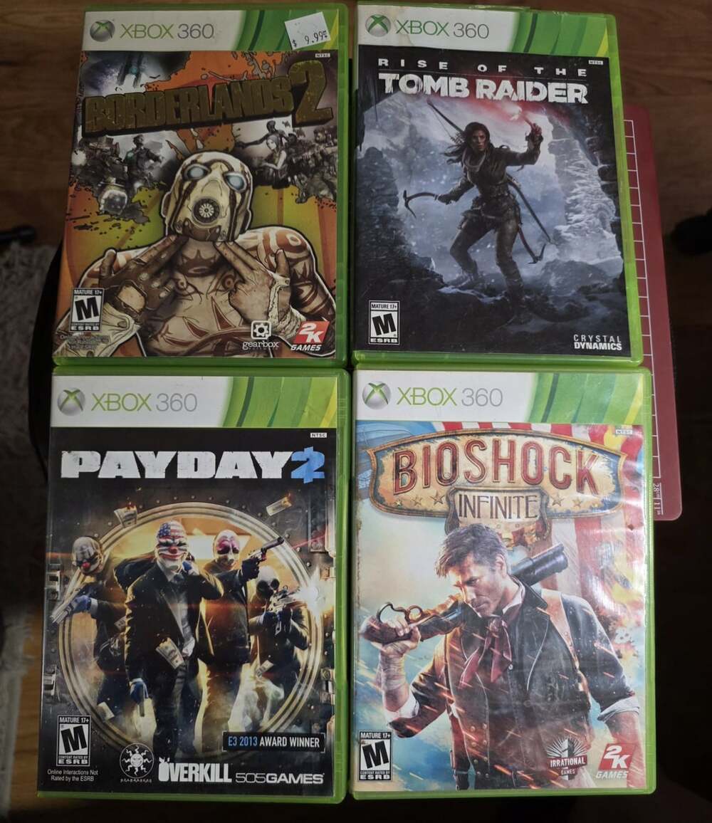 4 Xbox 360 Lot Tomb Raider BioShock Payday Borderlands 2